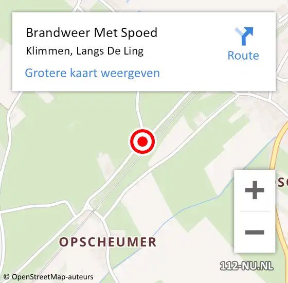 Locatie op kaart van de 112 melding: Brandweer Met Spoed Naar Klimmen, Langs De Ling op 12 april 2017 19:01