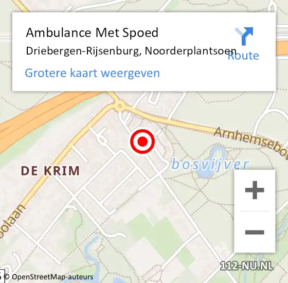 Locatie op kaart van de 112 melding: Ambulance Met Spoed Naar Driebergen-Rijsenburg, Noorderplantsoen op 12 april 2017 19:23