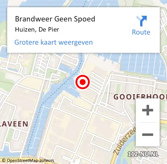 Locatie op kaart van de 112 melding: Brandweer Geen Spoed Naar Huizen, De Pier op 12 april 2017 19:34