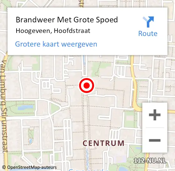 Locatie op kaart van de 112 melding: Brandweer Met Grote Spoed Naar Hoogeveen, Hoofdstraat op 12 april 2017 19:53