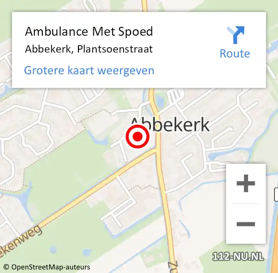 Locatie op kaart van de 112 melding: Ambulance Met Spoed Naar Abbekerk, Plantsoenstraat op 12 april 2017 20:30