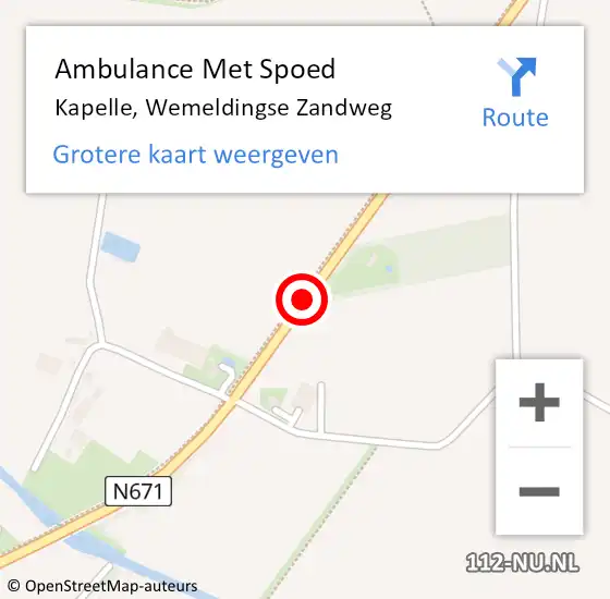 Locatie op kaart van de 112 melding: Ambulance Met Spoed Naar Kapelle, Wemeldingse Zandweg op 12 april 2017 21:18