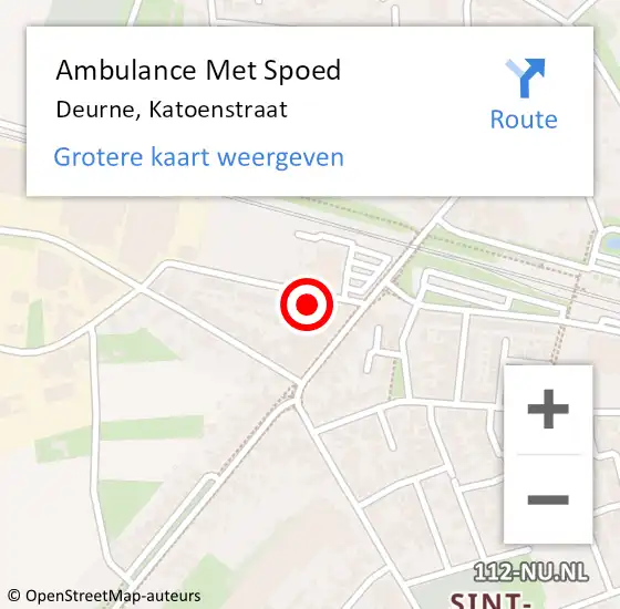 Locatie op kaart van de 112 melding: Ambulance Met Spoed Naar Deurne, Katoenstraat op 12 april 2017 21:52