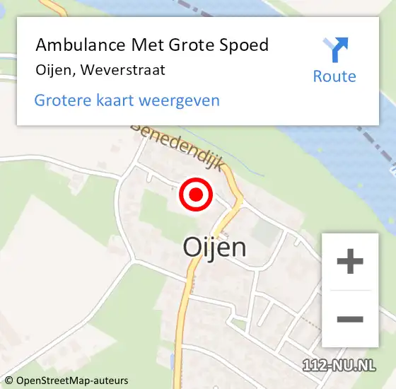 Locatie op kaart van de 112 melding: Ambulance Met Grote Spoed Naar Oijen, Weverstraat op 12 april 2017 22:23