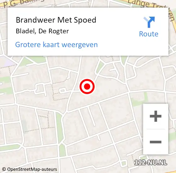 Locatie op kaart van de 112 melding: Brandweer Met Spoed Naar Bladel, De Rogter op 12 april 2017 22:56