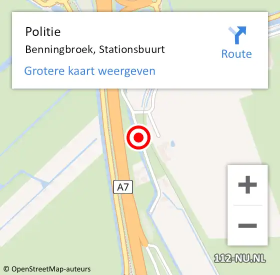 Locatie op kaart van de 112 melding: Politie Benningbroek, Stationsbuurt op 13 april 2017 02:13