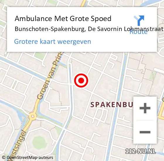 Locatie op kaart van de 112 melding: Ambulance Met Grote Spoed Naar Bunschoten-Spakenburg, De Savornin Lohmanstraat op 13 april 2017 02:46