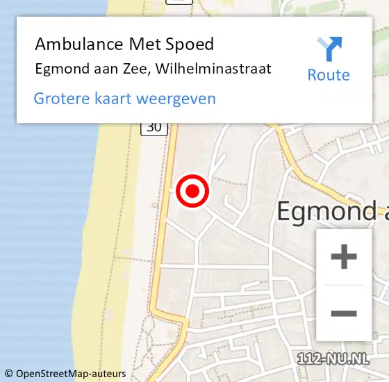 Locatie op kaart van de 112 melding: Ambulance Met Spoed Naar Egmond aan Zee, Wilhelminastraat op 13 april 2017 03:01