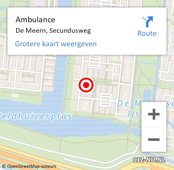 Locatie op kaart van de 112 melding: Ambulance De Meern, Secundusweg op 13 april 2017 04:07