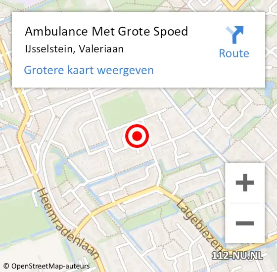 Locatie op kaart van de 112 melding: Ambulance Met Grote Spoed Naar IJsselstein, Valeriaan op 13 april 2017 05:14