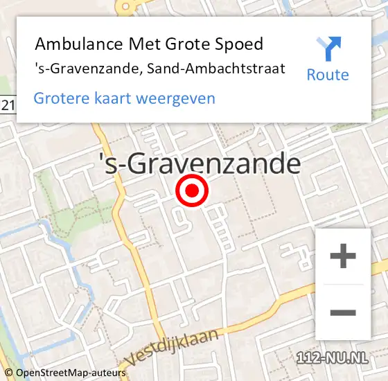 Locatie op kaart van de 112 melding: Ambulance Met Grote Spoed Naar 's-Gravenzande, Sand-Ambachtstraat op 13 april 2017 06:18