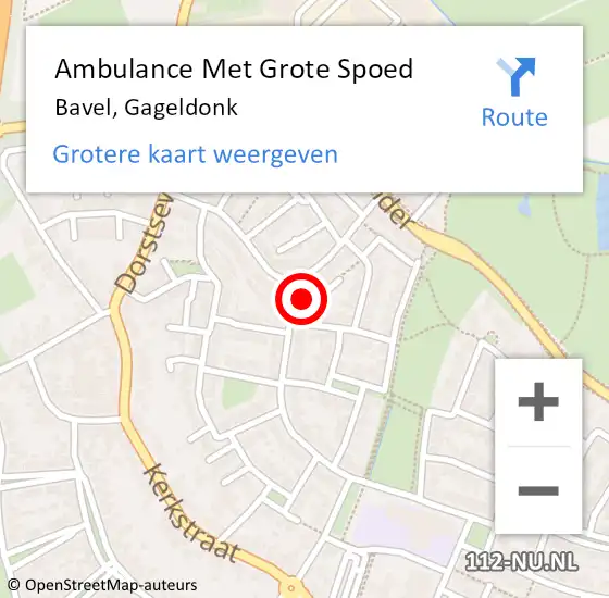 Locatie op kaart van de 112 melding: Ambulance Met Grote Spoed Naar Bavel, Gageldonk op 13 april 2017 06:22