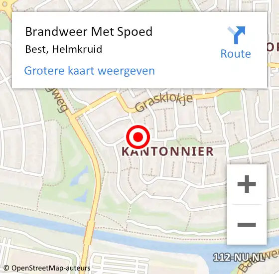 Locatie op kaart van de 112 melding: Brandweer Met Spoed Naar Best, Helmkruid op 13 april 2017 06:25