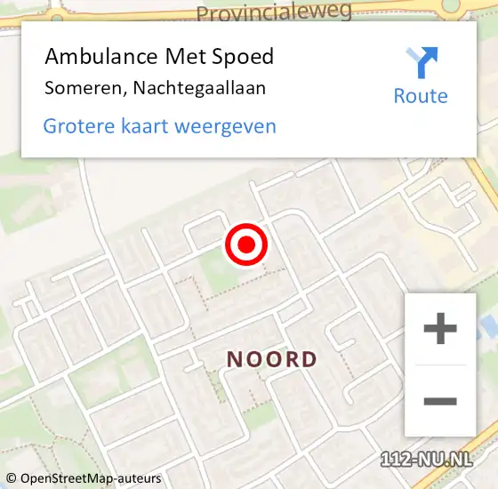 Locatie op kaart van de 112 melding: Ambulance Met Spoed Naar Someren, Nachtegaallaan op 13 april 2017 07:12