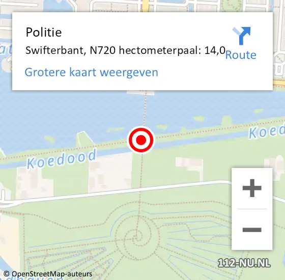 Locatie op kaart van de 112 melding: Politie Swifterbant, N720 hectometerpaal: 14,0 op 13 april 2017 07:57