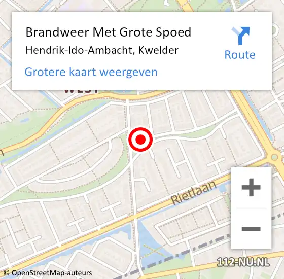 Locatie op kaart van de 112 melding: Brandweer Met Grote Spoed Naar Hendrik-Ido-Ambacht, Kwelder op 13 april 2017 08:00