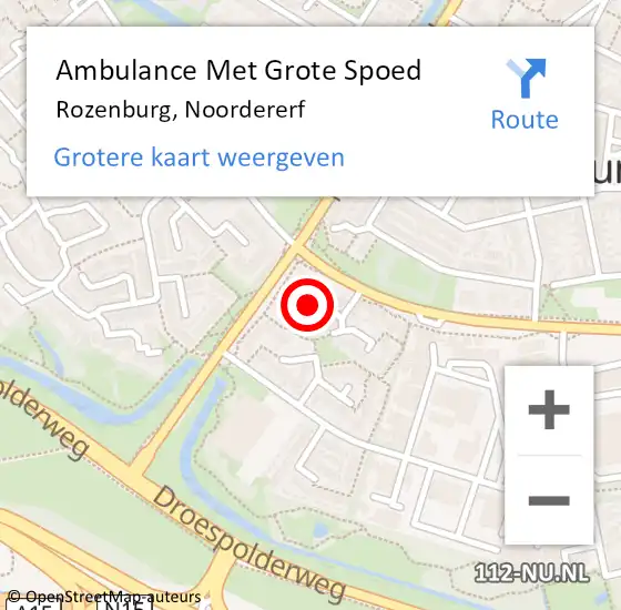 Locatie op kaart van de 112 melding: Ambulance Met Grote Spoed Naar Rozenburg, Noordererf op 13 april 2017 08:47