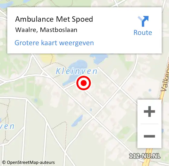 Locatie op kaart van de 112 melding: Ambulance Met Spoed Naar Waalre, Mastboslaan op 13 april 2017 08:48