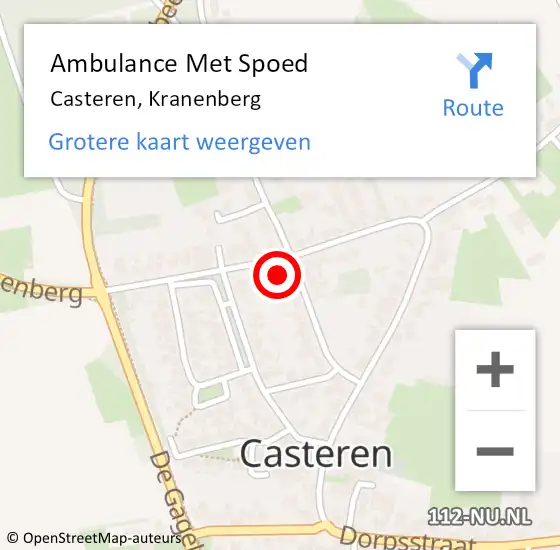 Locatie op kaart van de 112 melding: Ambulance Met Spoed Naar Casteren, Kranenberg op 13 april 2017 09:16