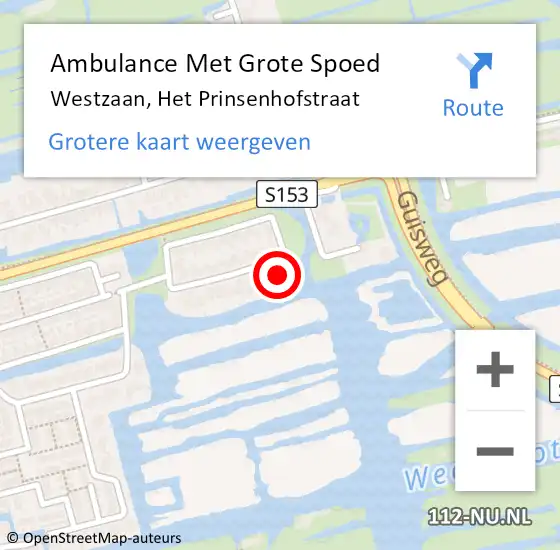 Locatie op kaart van de 112 melding: Ambulance Met Grote Spoed Naar Westzaan, Het Prinsenhofstraat op 13 april 2017 09:30