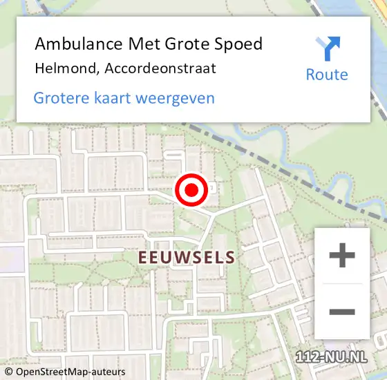 Locatie op kaart van de 112 melding: Ambulance Met Grote Spoed Naar Helmond, Accordeonstraat op 13 april 2017 09:32