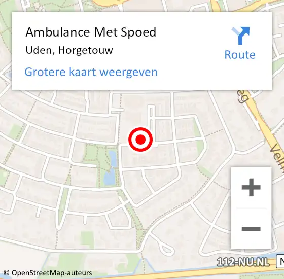 Locatie op kaart van de 112 melding: Ambulance Met Spoed Naar Uden, Horgetouw op 13 april 2017 09:32