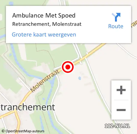 Locatie op kaart van de 112 melding: Ambulance Met Spoed Naar Retranchement, Molenstraat op 13 april 2017 09:45