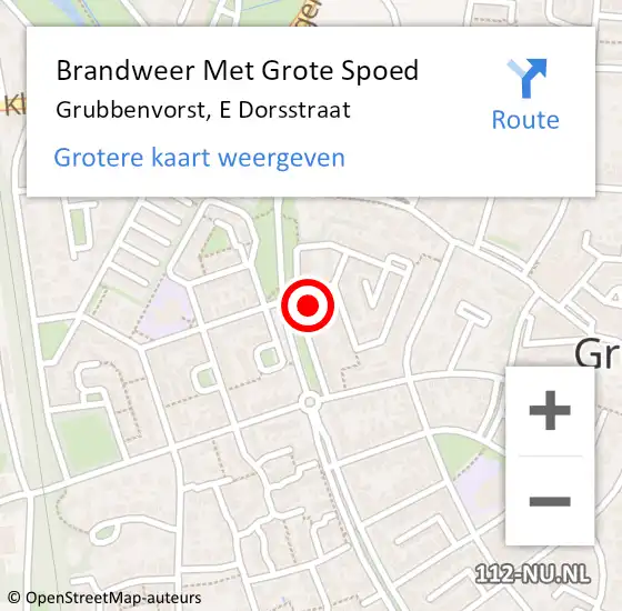 Locatie op kaart van de 112 melding: Brandweer Met Grote Spoed Naar Grubbenvorst, E Dorsstraat op 13 april 2017 09:55