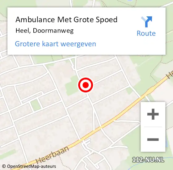 Locatie op kaart van de 112 melding: Ambulance Met Grote Spoed Naar Heel, Doormanweg op 17 januari 2014 02:45