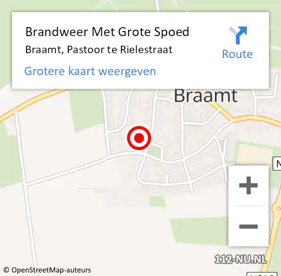 Locatie op kaart van de 112 melding: Brandweer Met Grote Spoed Naar Braamt, Pastoor te Rielestraat op 13 april 2017 11:57