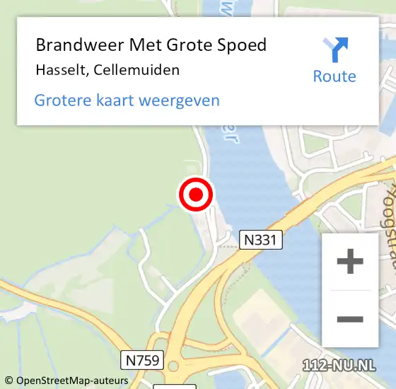 Locatie op kaart van de 112 melding: Brandweer Met Grote Spoed Naar Hasselt, Cellemuiden op 13 april 2017 12:17