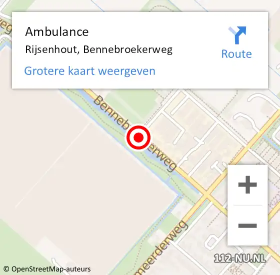 Locatie op kaart van de 112 melding: Ambulance Rijsenhout, Bennebroekerweg op 13 april 2017 12:21
