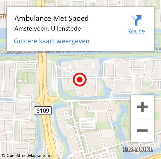 Locatie op kaart van de 112 melding: Ambulance Met Spoed Naar Amstelveen, Uilenstede op 13 april 2017 12:28
