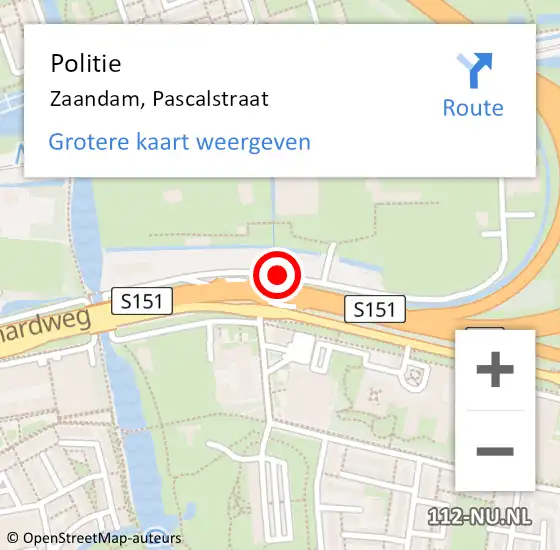 Locatie op kaart van de 112 melding: Politie Zaandam, Pascalstraat op 13 april 2017 12:35