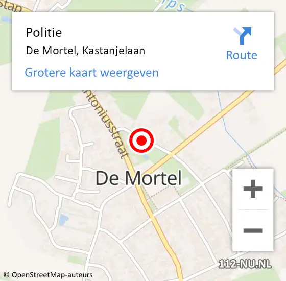 Locatie op kaart van de 112 melding: Politie De Mortel, Kastanjelaan op 13 april 2017 13:02