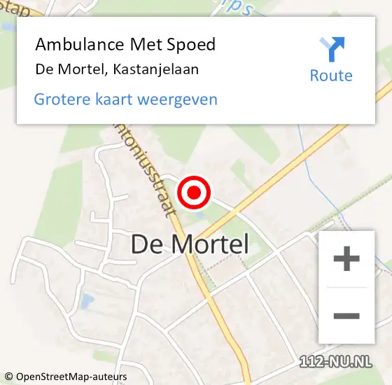 Locatie op kaart van de 112 melding: Ambulance Met Spoed Naar De Mortel, Kastanjelaan op 13 april 2017 13:03