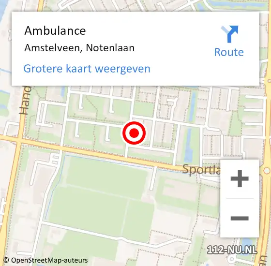 Locatie op kaart van de 112 melding: Ambulance Amstelveen, Notenlaan op 13 april 2017 13:25