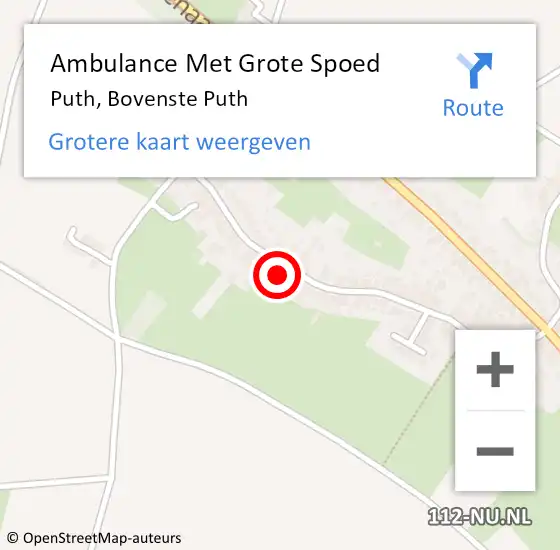 Locatie op kaart van de 112 melding: Ambulance Met Grote Spoed Naar Puth, Bovenste Puth op 17 januari 2014 04:09