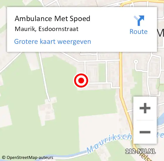 Locatie op kaart van de 112 melding: Ambulance Met Spoed Naar Maurik, Esdoornstraat op 13 april 2017 15:04