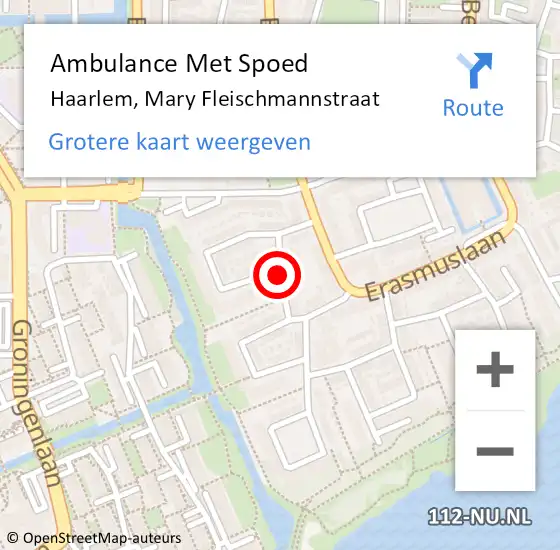 Locatie op kaart van de 112 melding: Ambulance Met Spoed Naar Haarlem, Mary Fleischmannstraat op 13 april 2017 15:45