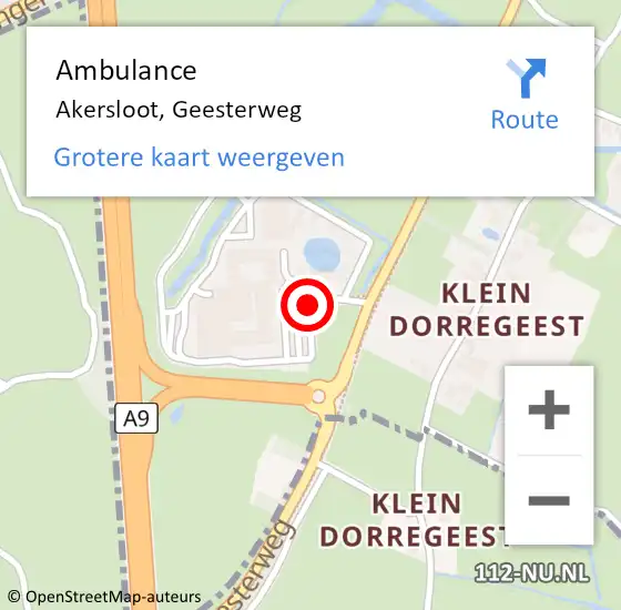 Locatie op kaart van de 112 melding: Ambulance Akersloot, Geesterweg op 13 april 2017 15:51
