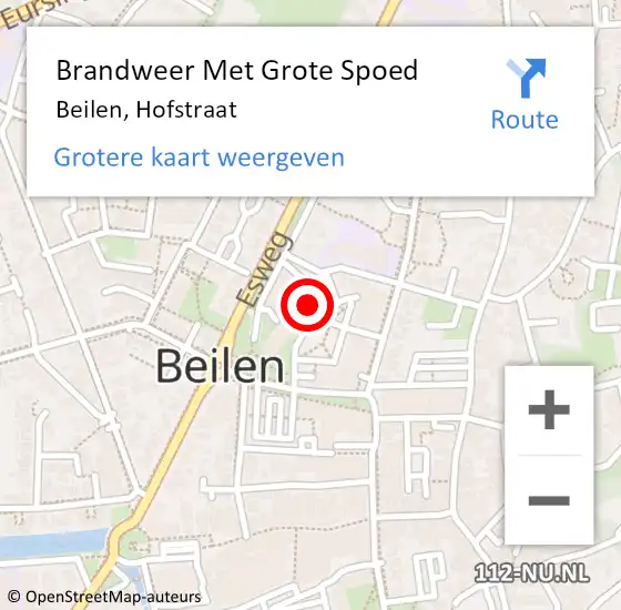 Locatie op kaart van de 112 melding: Brandweer Met Grote Spoed Naar Beilen, Hofstraat op 13 april 2017 15:54