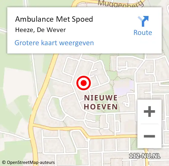 Locatie op kaart van de 112 melding: Ambulance Met Spoed Naar Heeze, De Wever op 13 april 2017 15:55