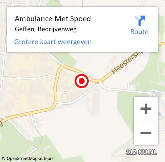 Locatie op kaart van de 112 melding: Ambulance Met Spoed Naar Geffen, Bedrijvenweg op 13 april 2017 15:57