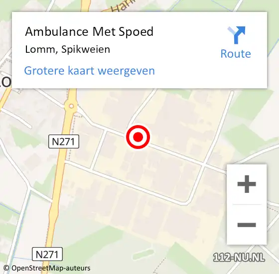 Locatie op kaart van de 112 melding: Ambulance Met Spoed Naar Lomm, Spikweien op 13 april 2017 16:33