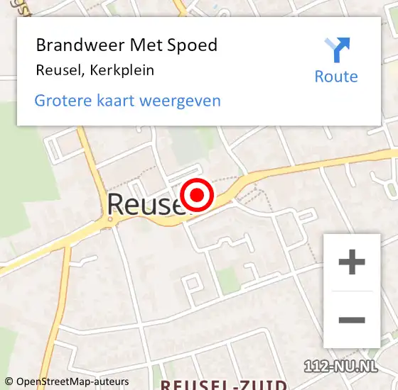 Locatie op kaart van de 112 melding: Brandweer Met Spoed Naar Reusel, Kerkplein op 13 april 2017 16:35