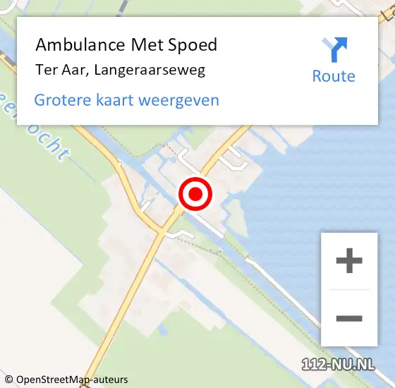 Locatie op kaart van de 112 melding: Ambulance Met Spoed Naar Ter Aar, Langeraarseweg op 17 januari 2014 05:11