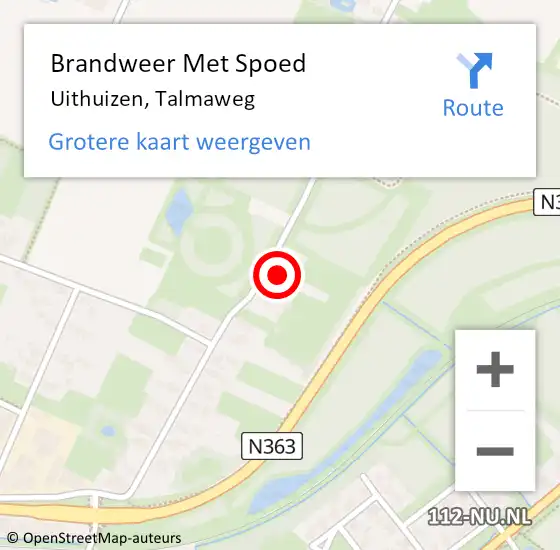 Locatie op kaart van de 112 melding: Brandweer Met Spoed Naar Uithuizen, Talmaweg op 13 april 2017 17:08