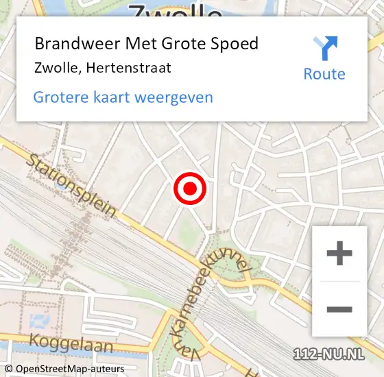 Locatie op kaart van de 112 melding: Brandweer Met Grote Spoed Naar Zwolle, Hertenstraat op 13 april 2017 17:20