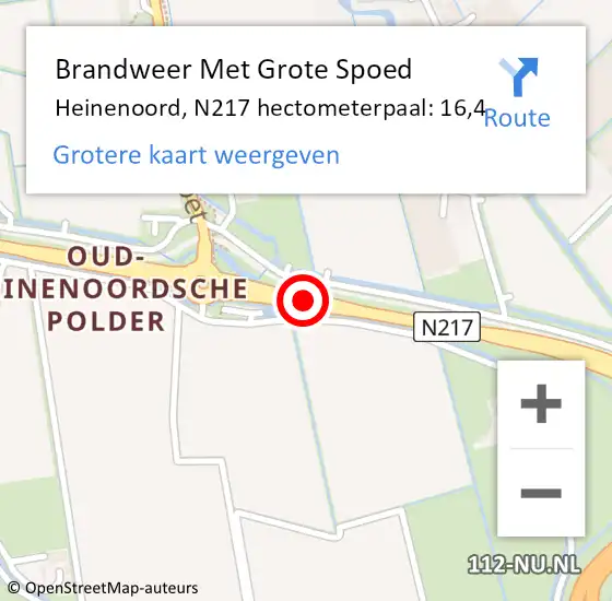 Locatie op kaart van de 112 melding: Brandweer Met Grote Spoed Naar Heinenoord, N217 hectometerpaal: 16,4 op 13 april 2017 17:32
